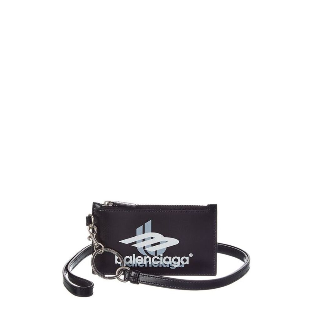 Balenciaga Cash Leather Card Case On Keyring, Black